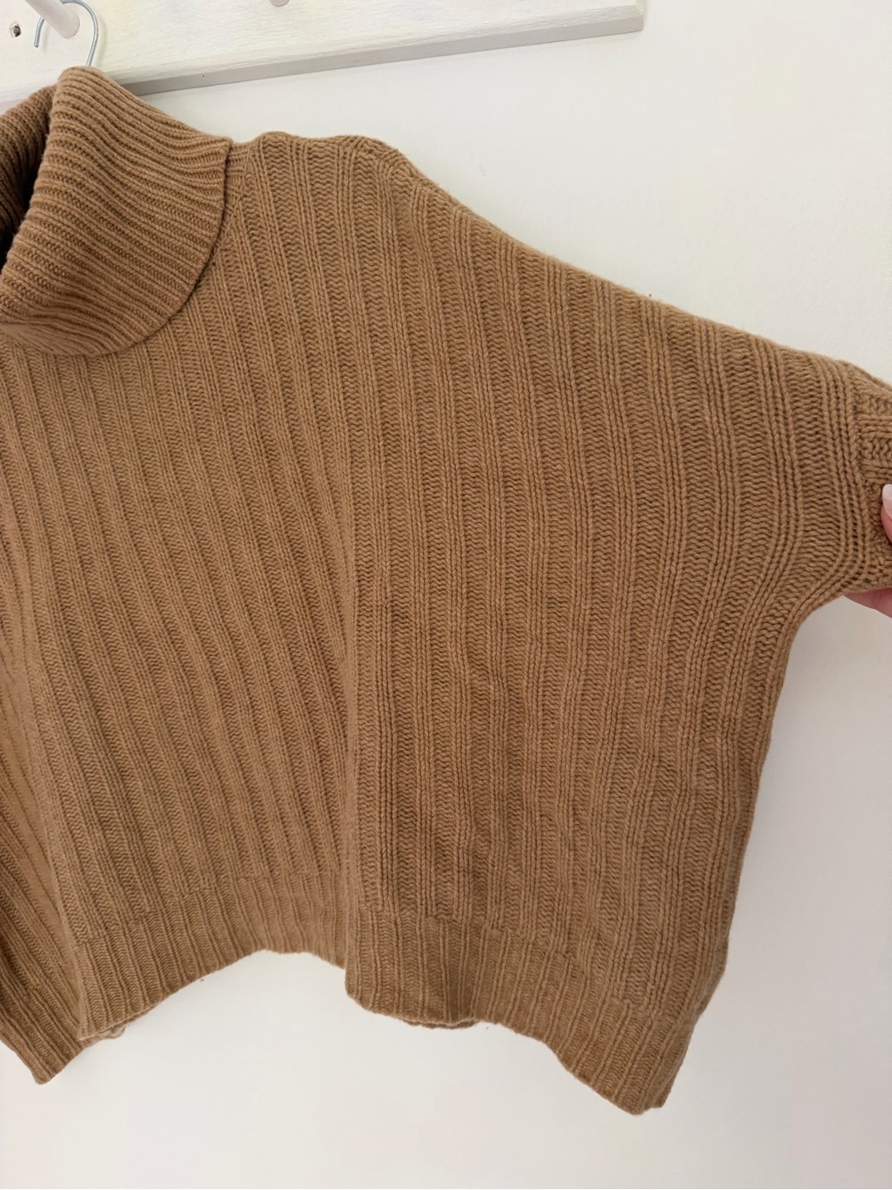 Ralph Lauren Blue Label 80 Wool 20 Cashmere Camel Tan Crop Boxy Knit Turtleneck - Picture 6 of 16